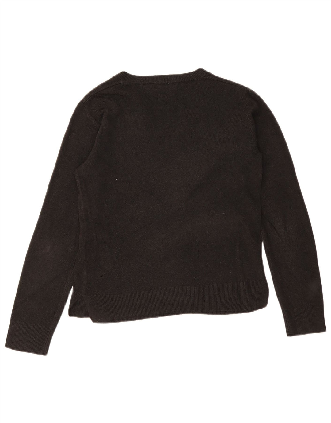 Suéter feminino Marks & Spencer com decote em V Reino Unido 8 pequeno acrílico preto