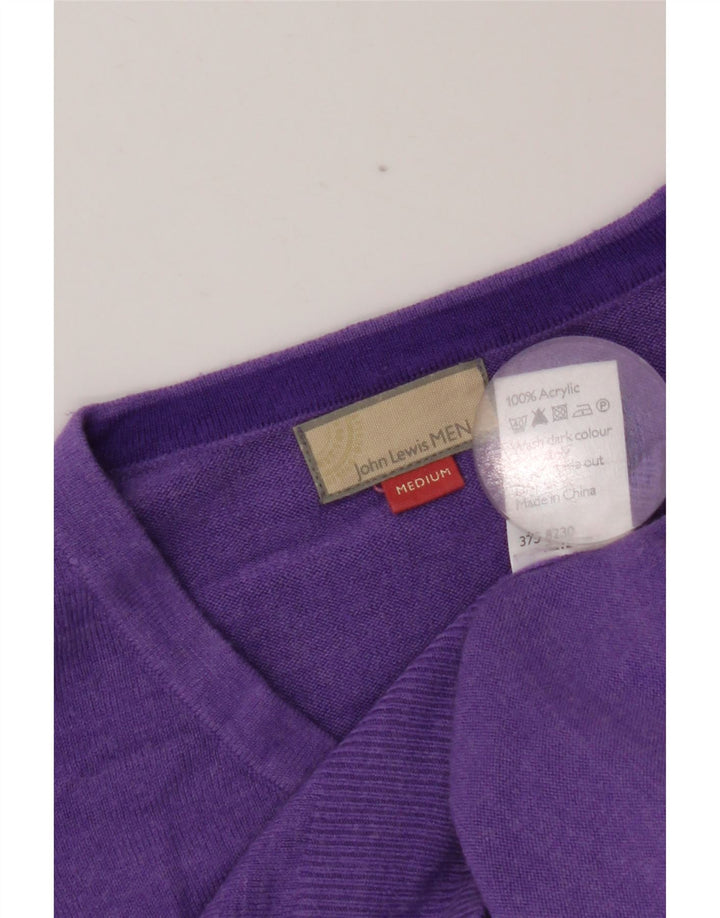 Suéter masculino John Lewis com decote em V, acrílico roxo médio