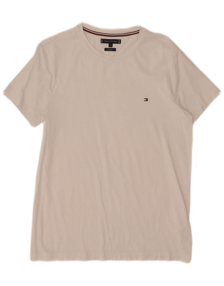 Tommy Hilfiger Mens Extra Slim Camiseta Top Grande Algodão Branco