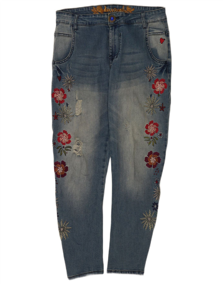 Desigual Jeans Slim Feminino Desigual W26 L26 Azul Floral