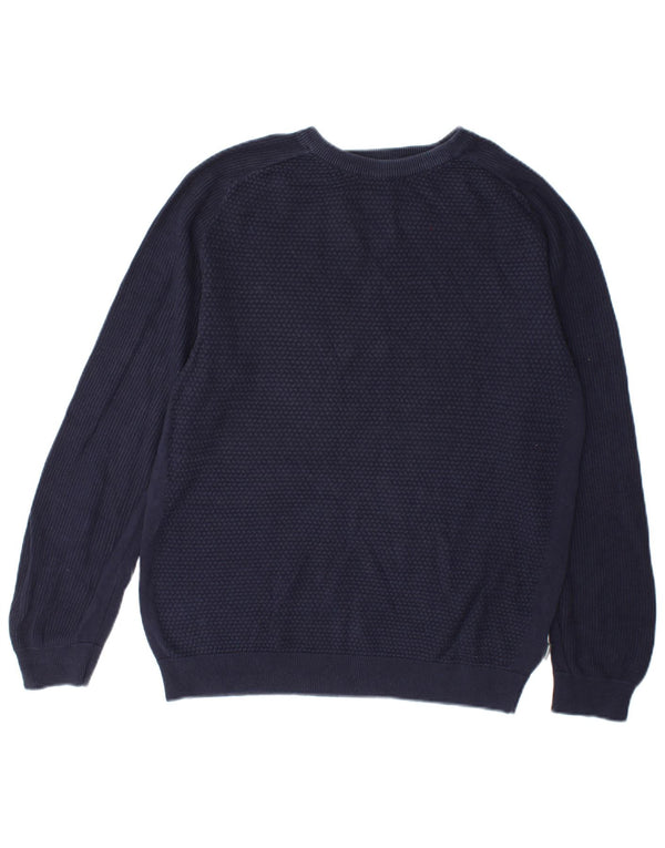 Suéter masculino Jack & Jones com gola redonda, algodão azul marinho médio