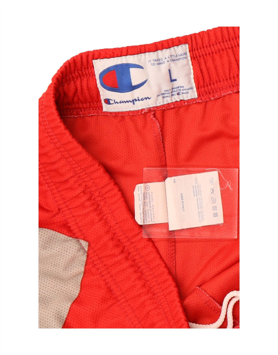 Shorts esportivos masculinos Champion grande poliéster colorblock vermelho