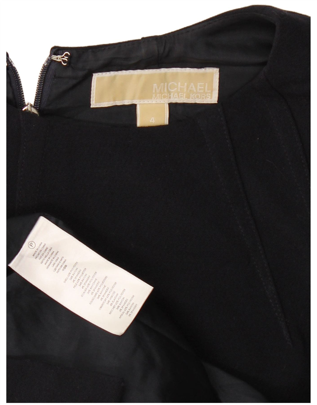 Vestido bodycon feminino sem mangas Michael Kors US 4 pequeno azul marinho poliéster