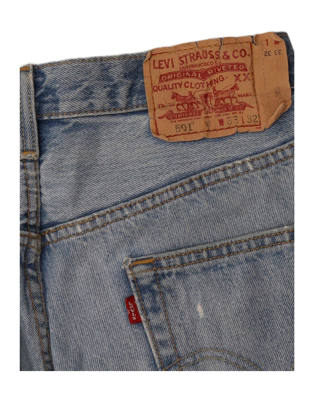 Saia jeans feminina Levi's 501 desgastada W33 grande azul