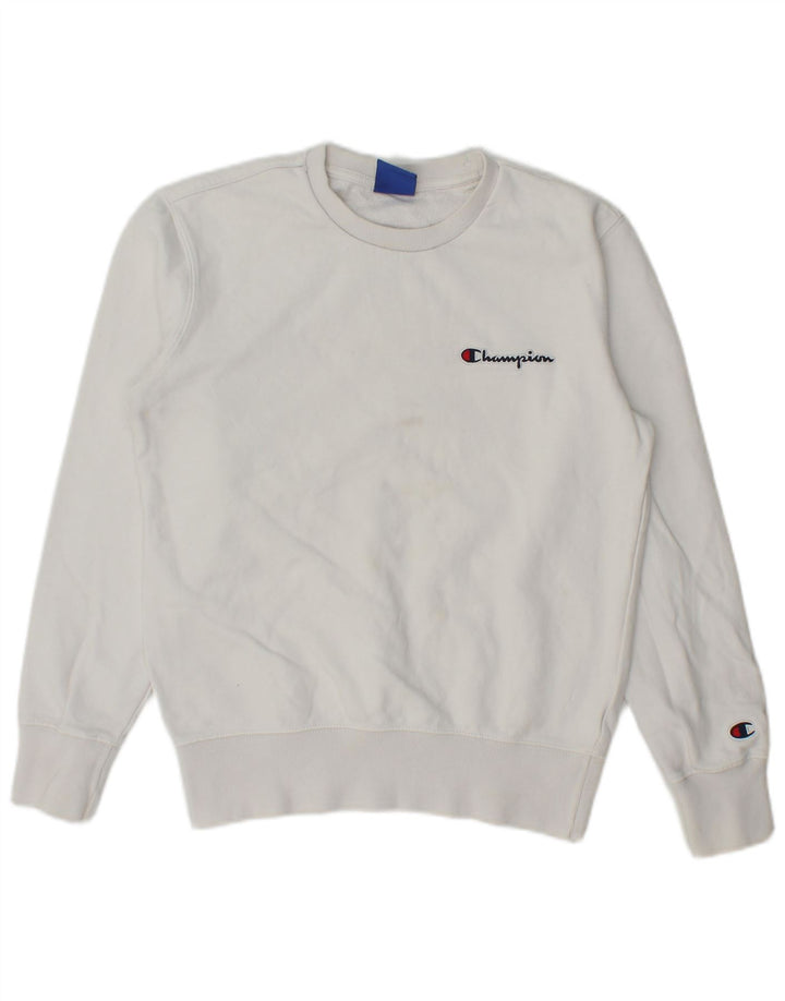 Champion feminino oversized moletom jumper UK 6 XS algodão branco