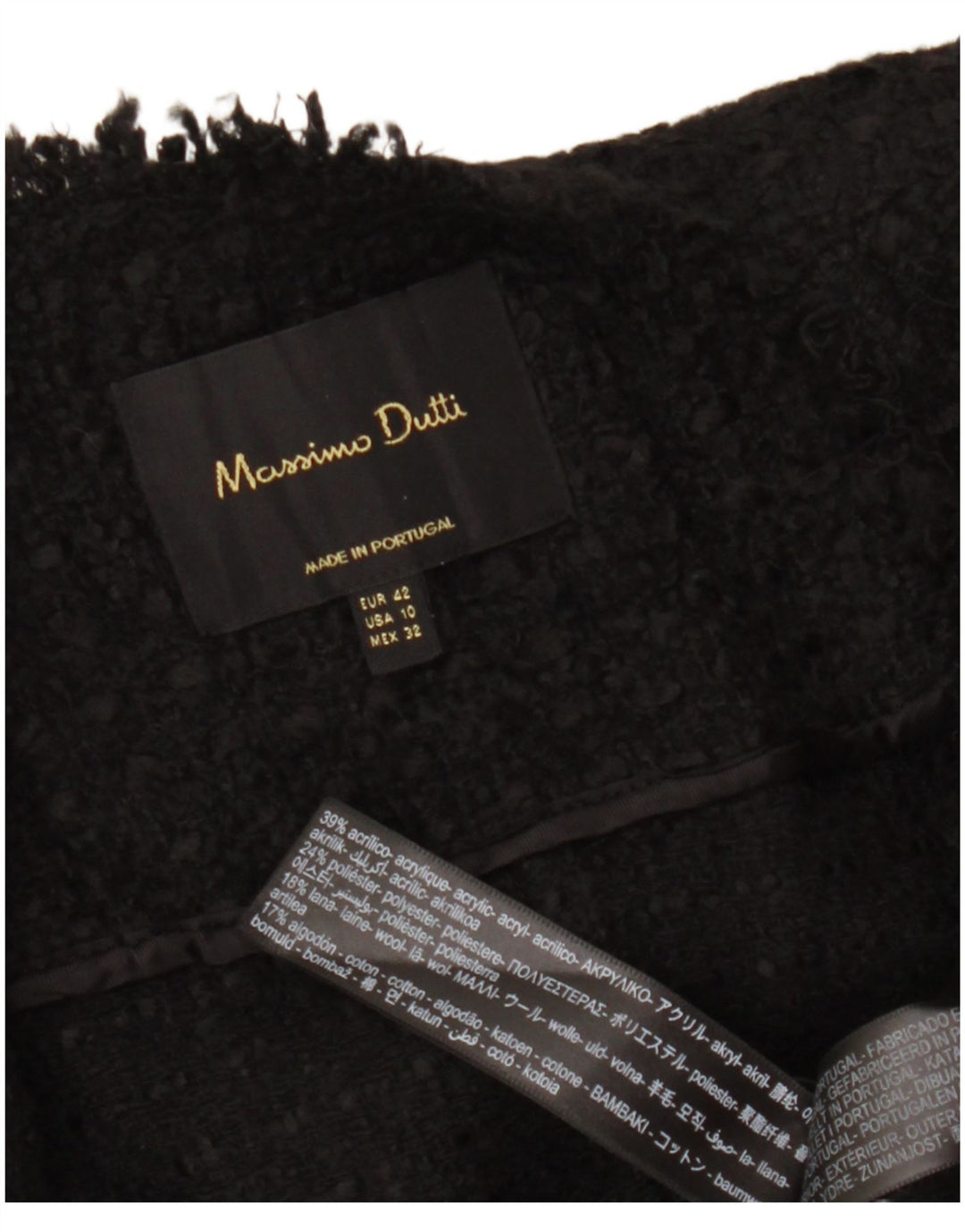 Jaqueta Blazer Feminina Massimo Dutti UE 42 Grande Acrílico Preto