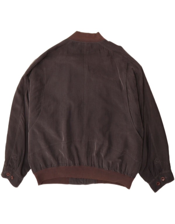 Jaqueta bomber masculina vintage UK 42 XL seda marrom