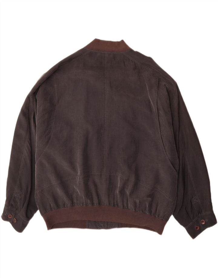 Jaqueta bomber masculina vintage UK 42 XL seda marrom