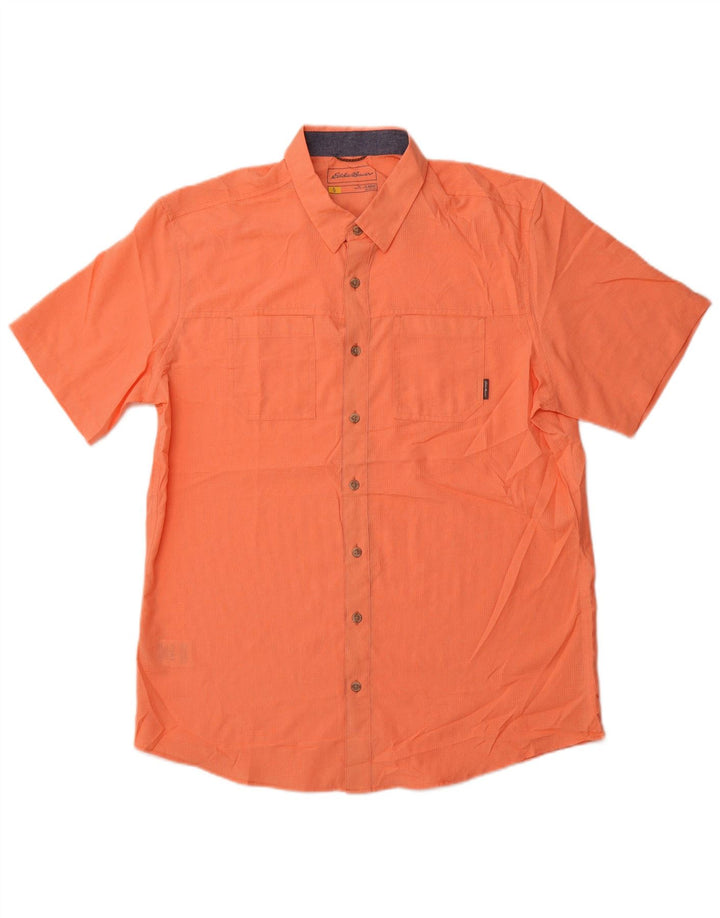 EDDIE BAUER Camisa masculina clássica de manga curta com ajuste clássico grande laranja