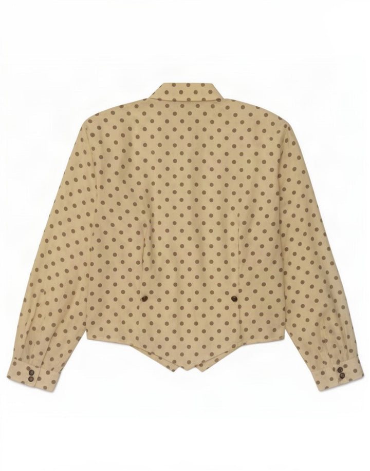 Blusa feminina grande Swish Reino Unido 10 bolinhas amarelas pequenas de poliéster