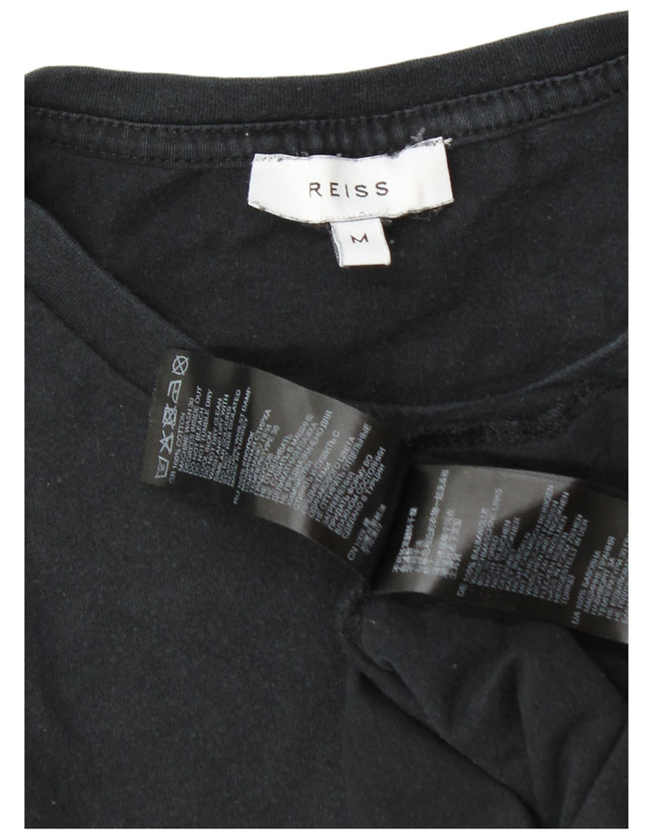Camiseta masculina Reiss Top médio algodão preto