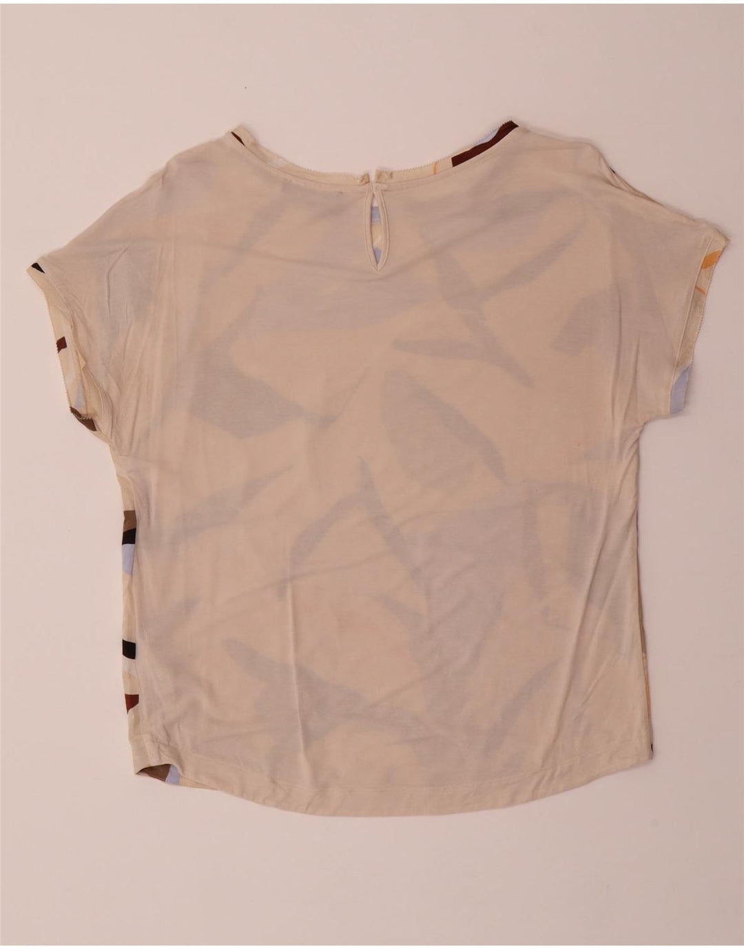 Camiseta feminina oversized MARKS & SPENCER UK 8 pequena bege geométrica