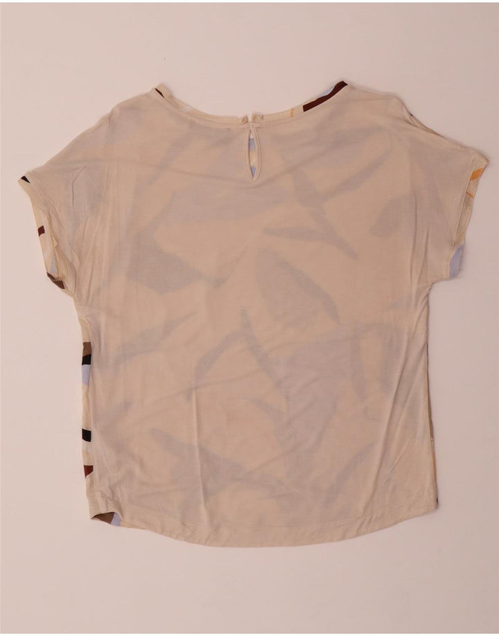 Camiseta feminina oversized MARKS & SPENCER UK 8 pequena bege geométrica
