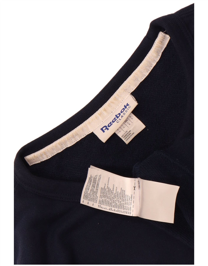 Reebok moletom gráfico masculino jumper grande azul marinho colorblock algodão