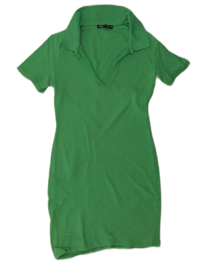 Vestido polo feminino Zara UK 8 pequeno verde
