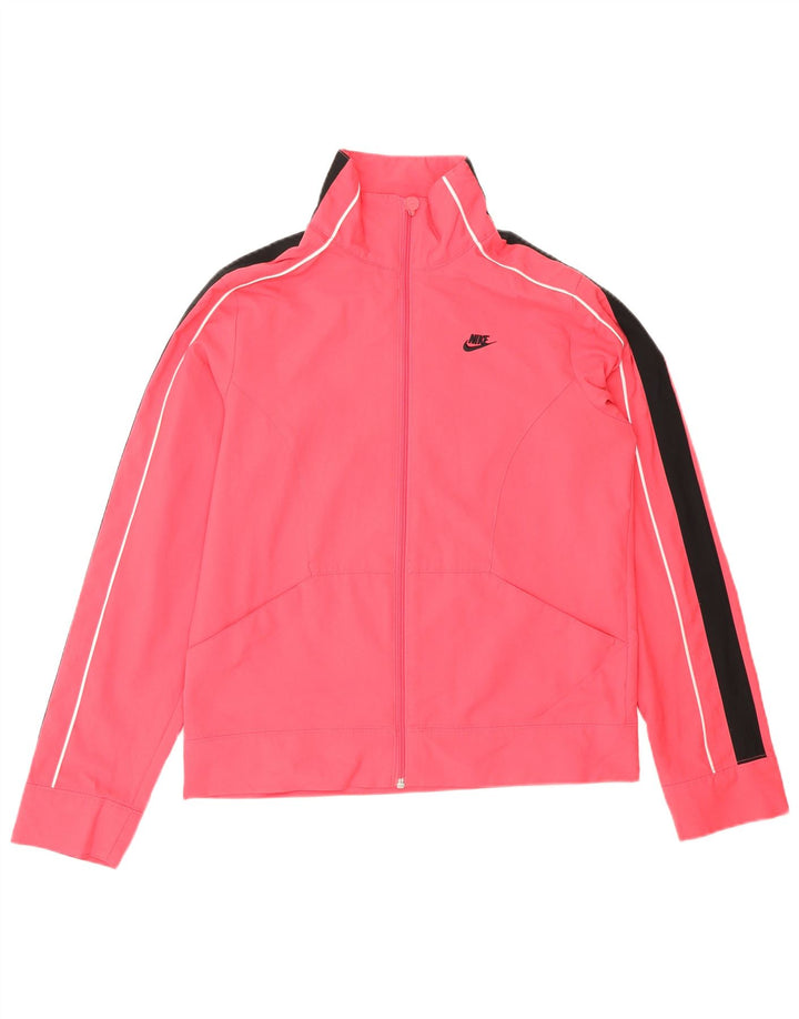 Jaqueta feminina de treino Nike US 4/6 pequena rosa colorblock poliéster