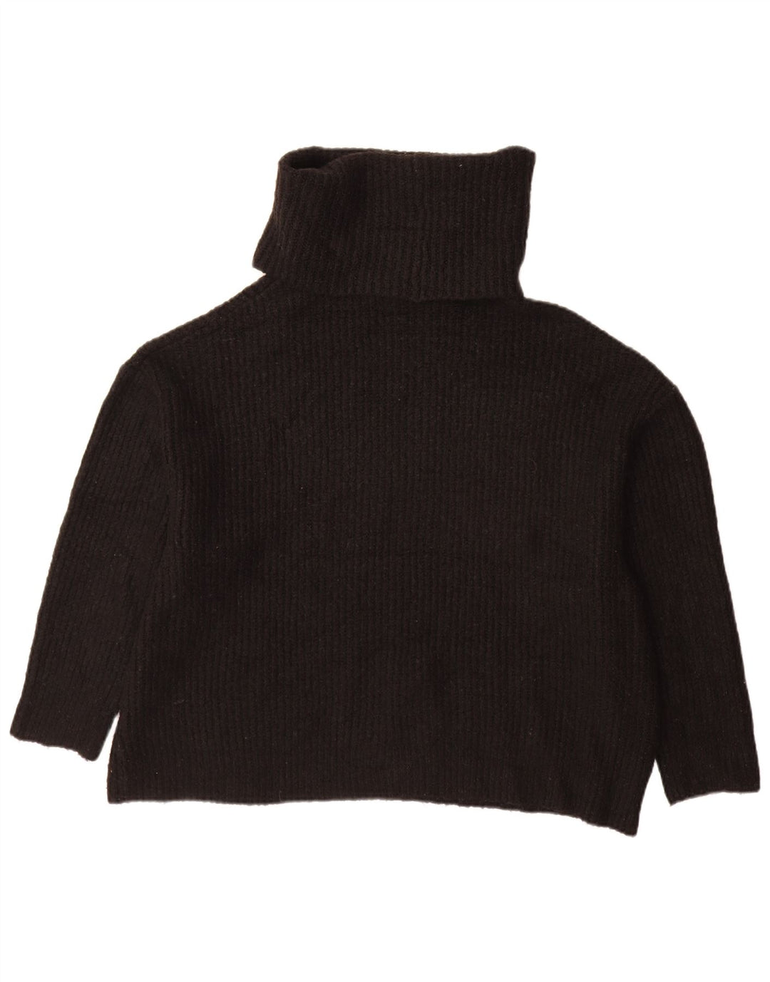 Zara Suéter feminino oversized com gola redonda Reino Unido 10 pequeno acrílico preto