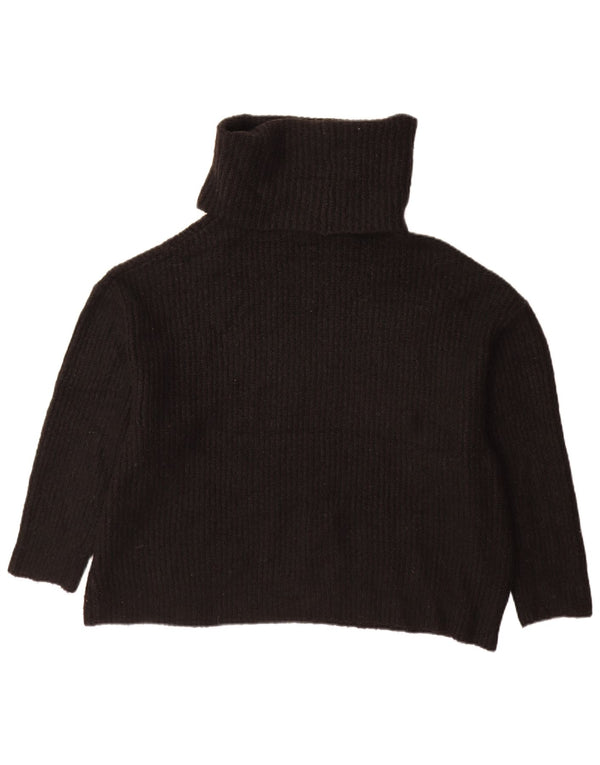 Zara Suéter feminino oversized com gola redonda Reino Unido 10 pequeno acrílico preto