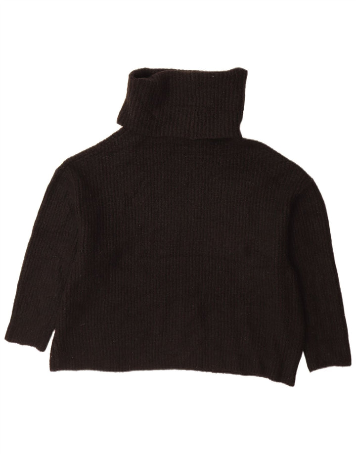 Zara Suéter feminino oversized com gola redonda Reino Unido 10 pequeno acrílico preto
