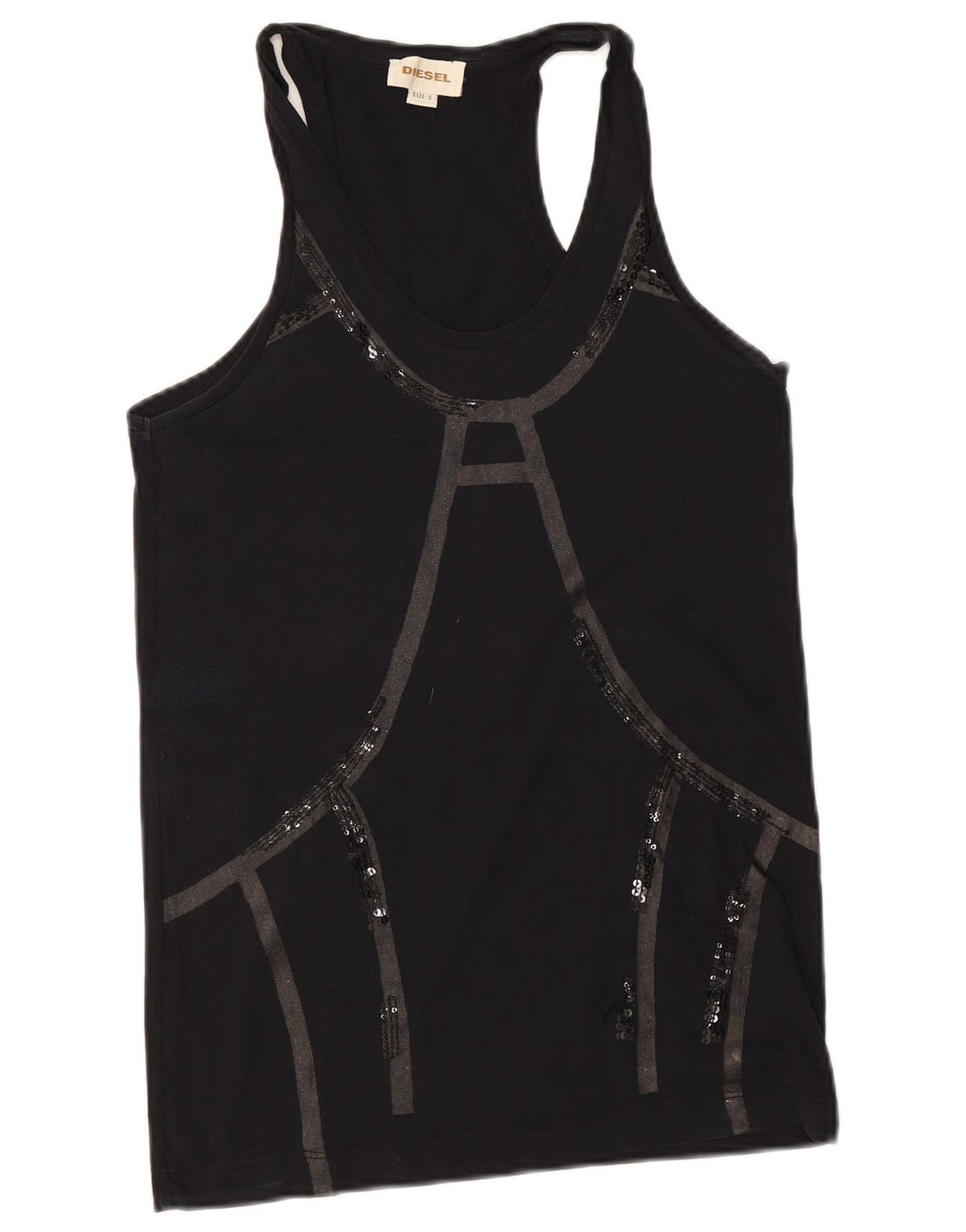 Colete feminino Diesel Top UK 10 pequeno preto