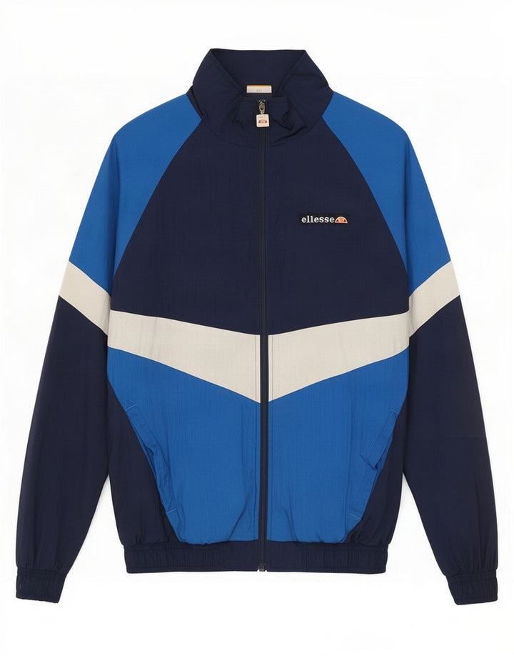 Ellesse Mens Treino Top Jaqueta Pequena Azul Marinho Colourblock Poliéster