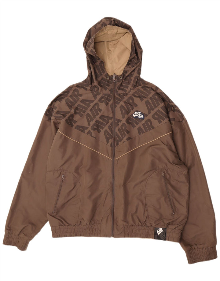 Jaqueta masculina Nike com capuz gráfico reversível UK 45/47 XL marrom poliéster