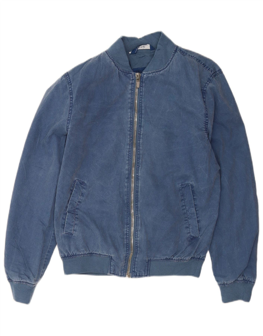 Jaqueta bomber masculina Zara UK 36 algodão azul pequeno