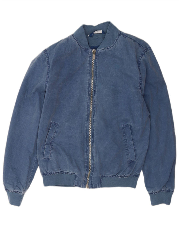 Jaqueta bomber masculina Zara UK 36 algodão azul pequeno