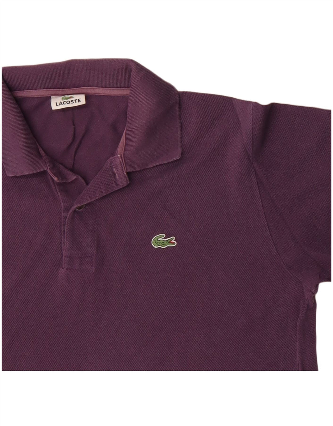 Camisa polo masculina de manga comprida LACOSTE algodão roxo médio