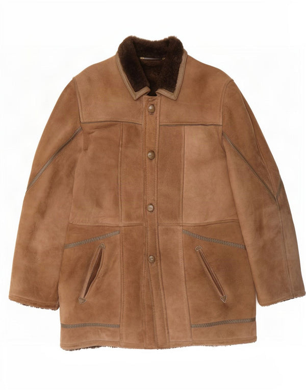 Jaqueta masculina vintage Shearling IT 48 marrom médio