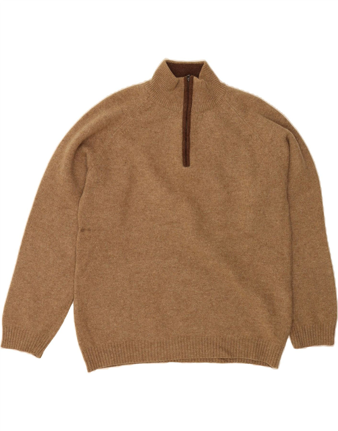 CORTEFIEL Womens Zip Neck Jumper Sweater UK 18 XL Beige Wool Vintage Cortefiel and Second-Hand Cortefiel from Messina Hembry 