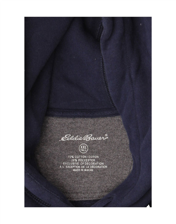 EDDIE BAUER Mens Tall Hoodie Jumper 2XL Navy Blue Cotton Vintage Eddie Bauer and Second-Hand Eddie Bauer from Messina Hembry 