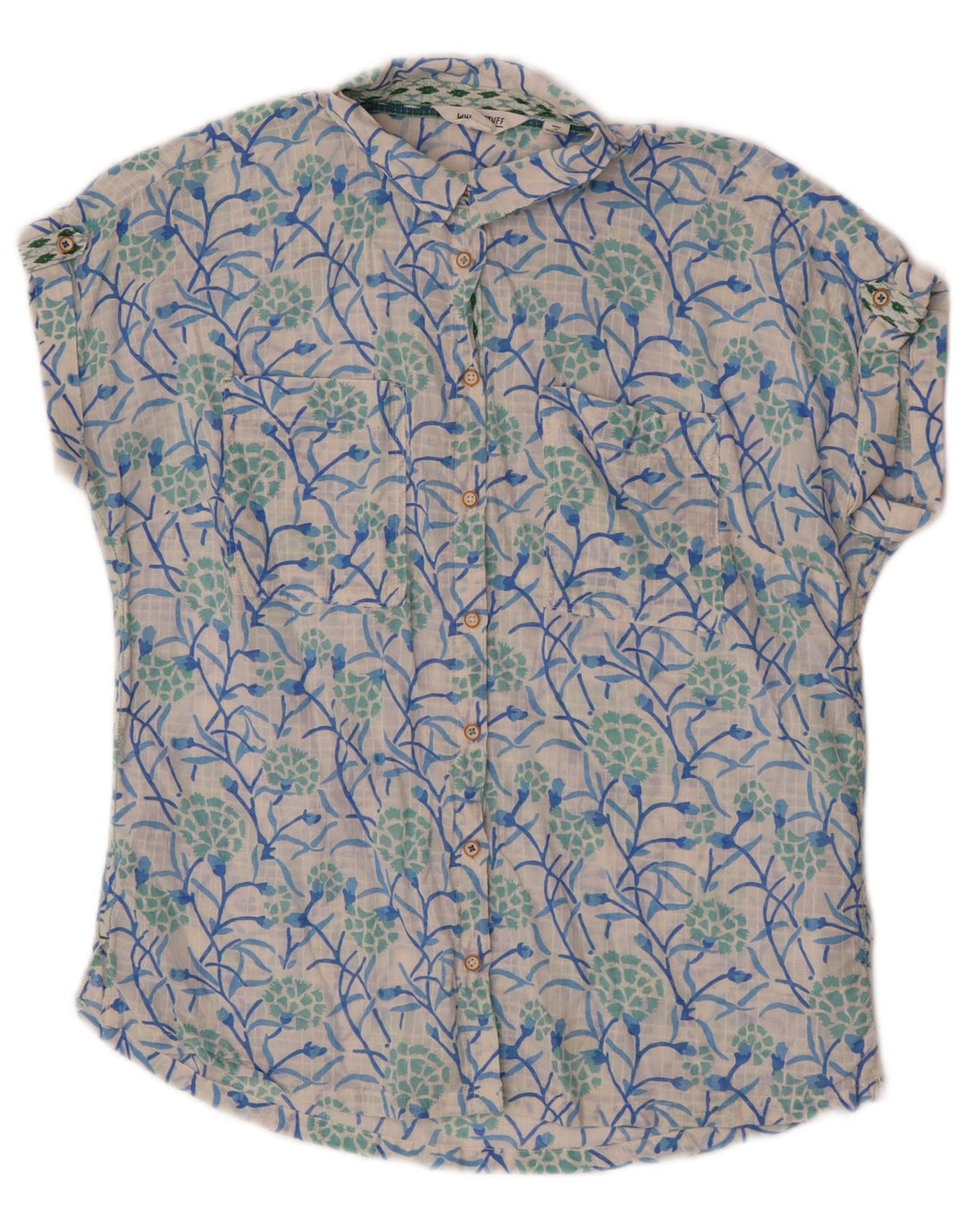 Camisa feminina de manga curta White Stuff UK 12 algodão floral médio