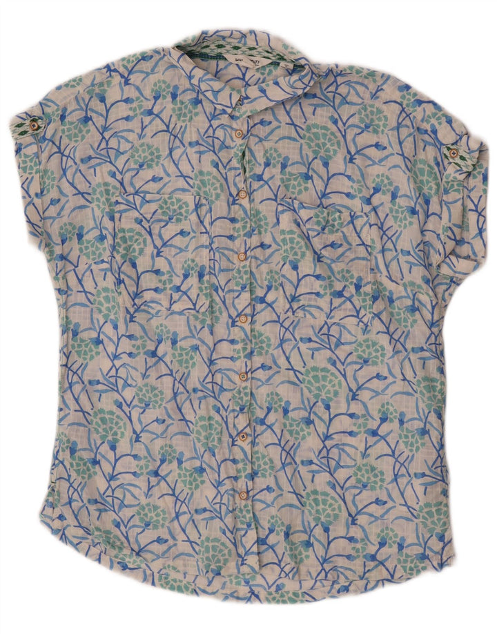 Camisa feminina de manga curta White Stuff UK 12 algodão floral médio