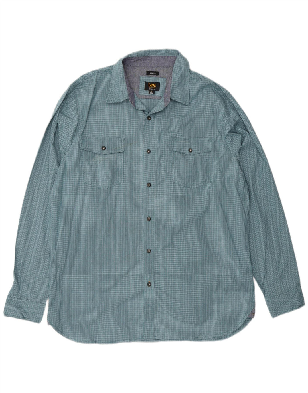 Camisa masculina Lee Regular Fit grande algodão xadrez azul