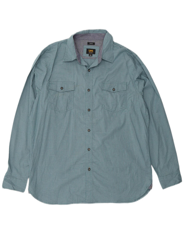 Camisa masculina Lee Regular Fit grande algodão xadrez azul