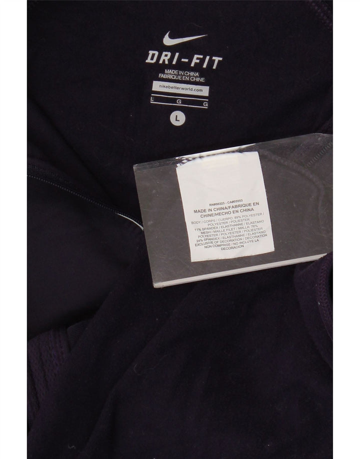 NIKE Womens Dri Fit Tracksuit Top Jacket UK 14 Grande Roxo Poliéster