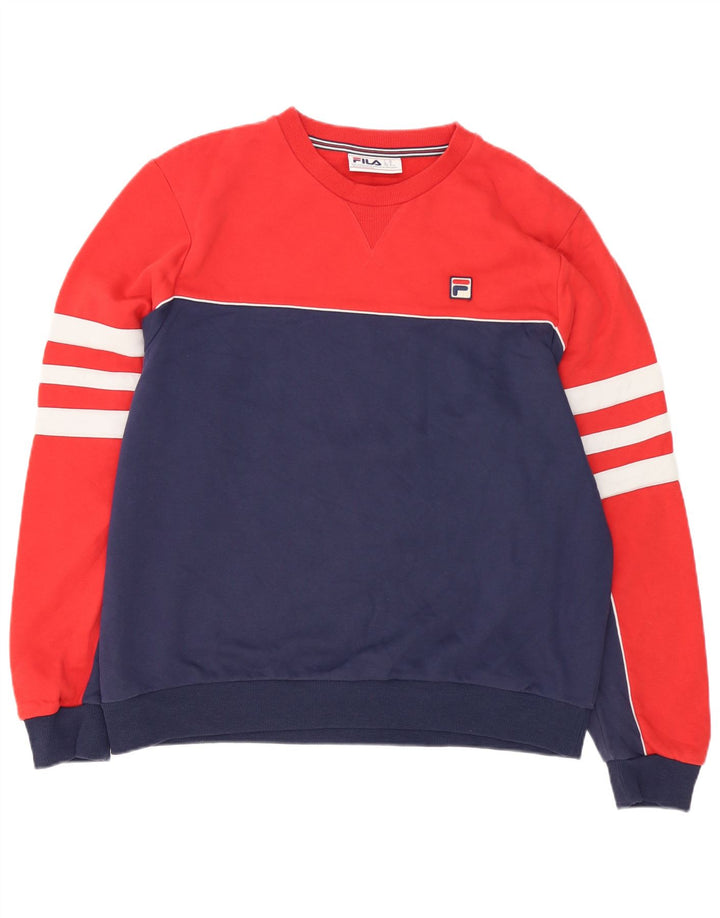 Moletom masculino Fila Jumper XL vermelho colorblock algodão