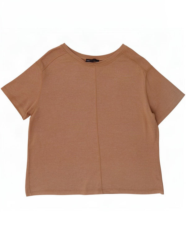 Camiseta feminina Marks & Spencer UK 16 grande bege viscose