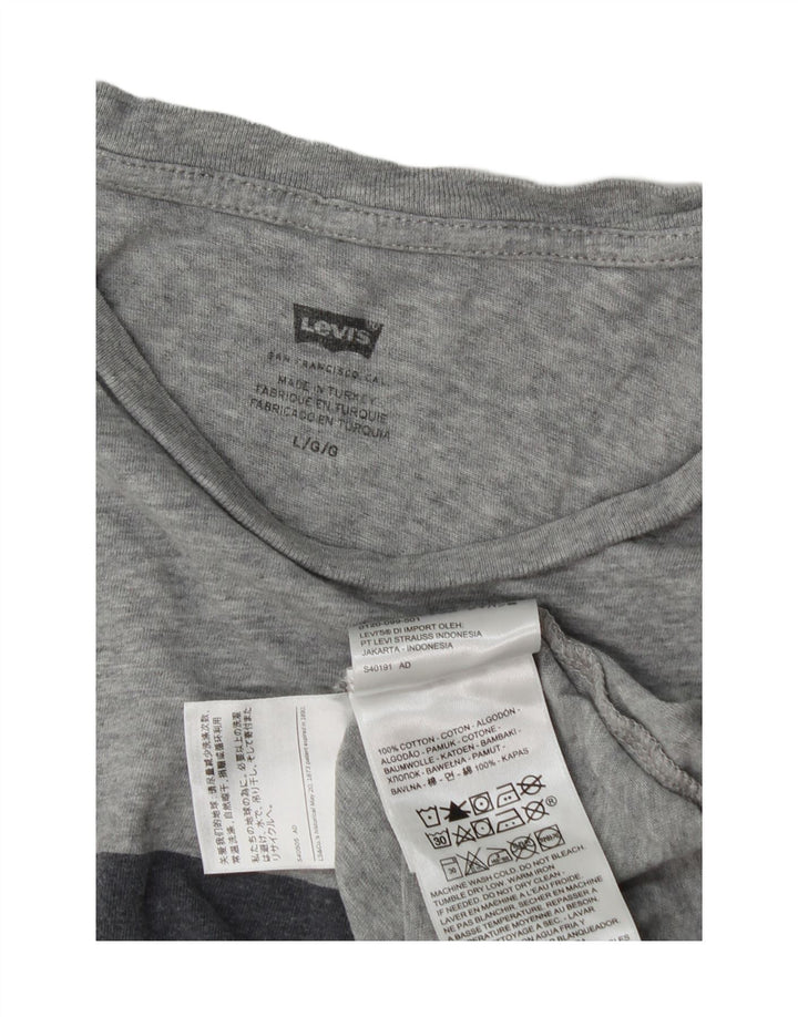 Camiseta gráfica masculina Levi's Top grande algodão manchado cinza