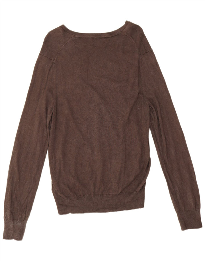 Suéter masculino Banana Republic com decote em V, seda marrom médio