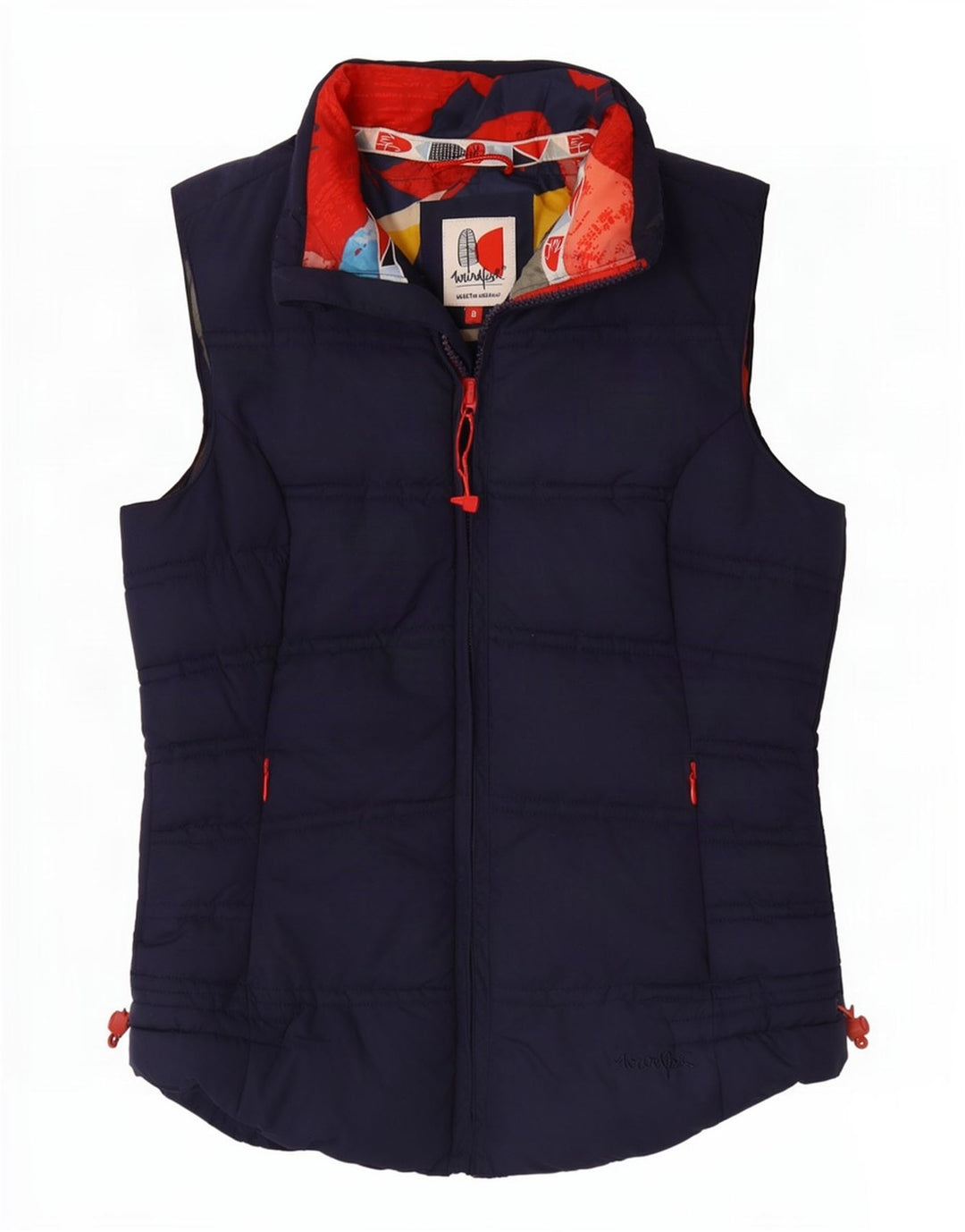 Gilet acolchoado feminino de peixe estranho UK 8 poliéster azul marinho pequeno