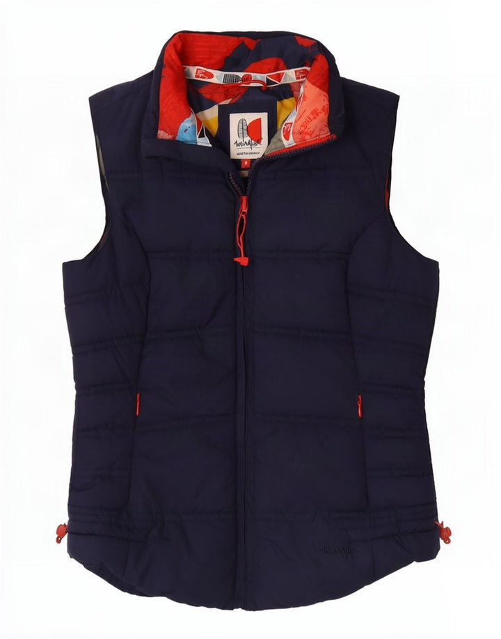 Gilet acolchoado feminino de peixe estranho UK 8 poliéster azul marinho pequeno