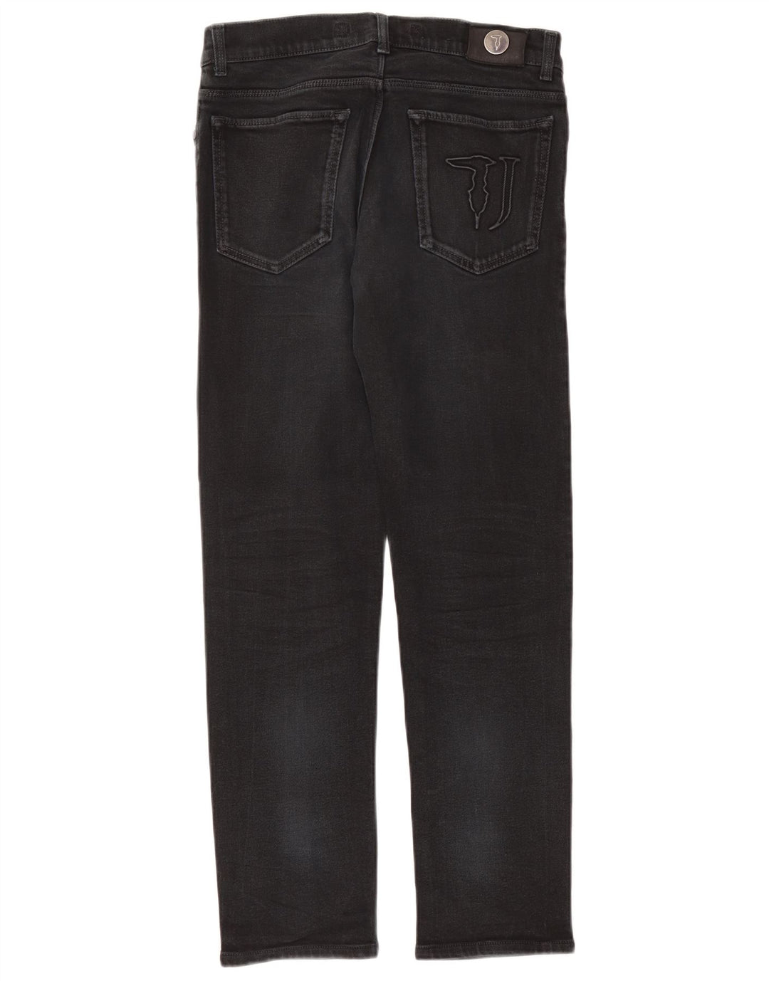 Trussardi Calça jeans reta masculina W34 L30 preta