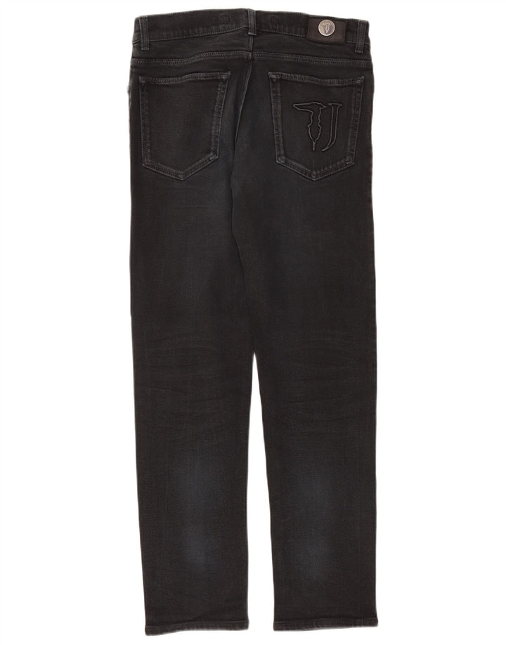 Trussardi Calça jeans reta masculina W34 L30 preta