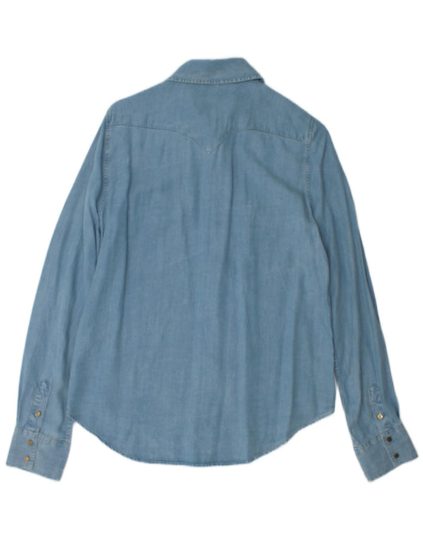 Camisa jeans feminina Zara Reino Unido 16 grande azul Lyocell