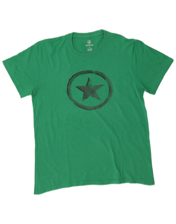 Converse Mens Graphic T-Shirt Top Médio Algodão Verde