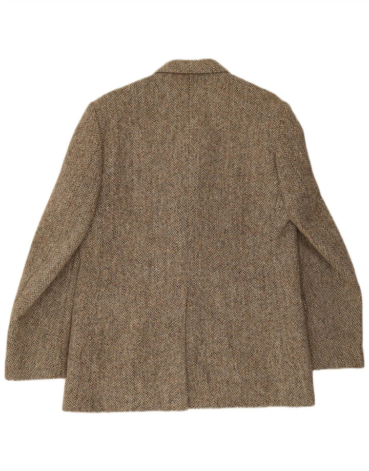 Jaqueta blazer masculina de 3 botões Harris Tweed Reino Unido 38 espinha de peixe verde médio
