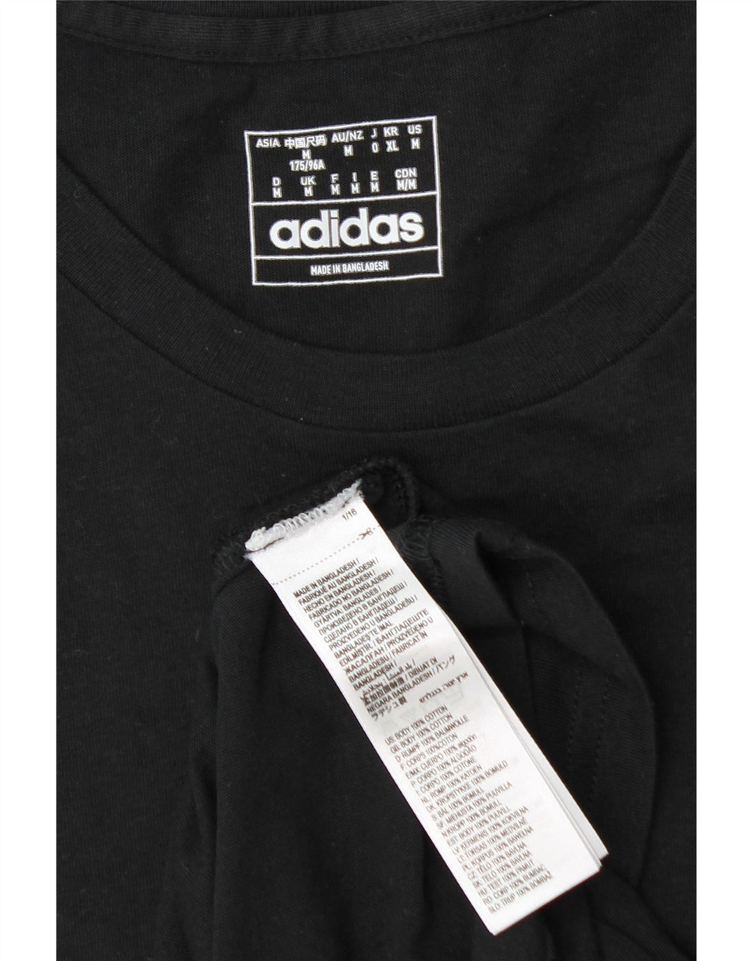 Adidas Mens Camiseta Top Médio Algodão Preto