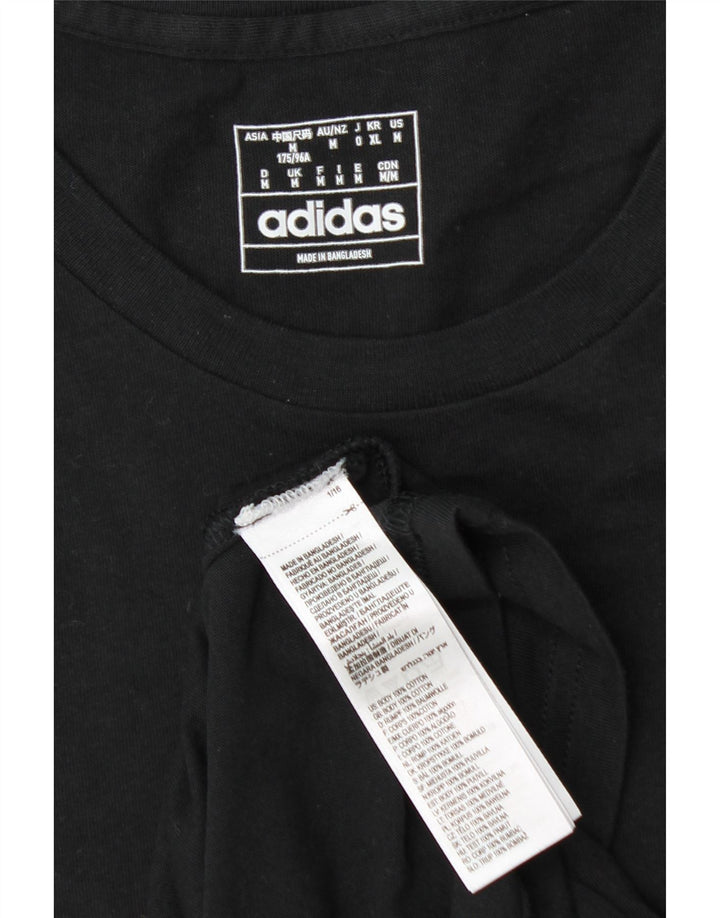 Adidas Mens Camiseta Top Médio Algodão Preto